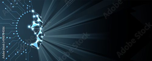 Abstract digital artificial intelligence with technology background in blue virtual cyberspace concept