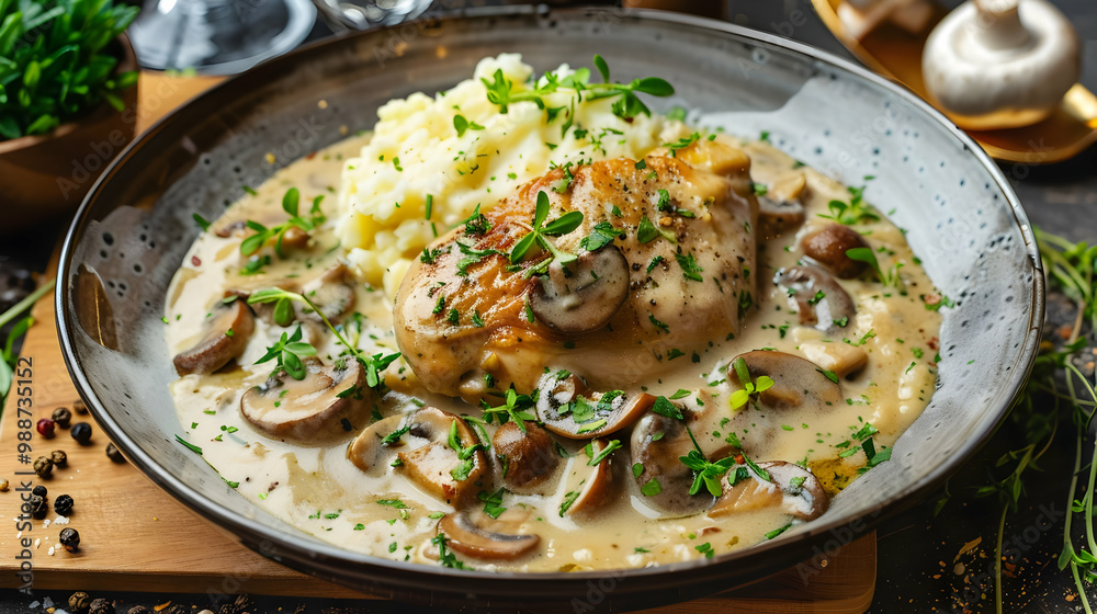 Creamy Mushroom Sauce Chicken with Mashed Potatoes - Delicious Dinner Recipe Creamy Mushroom Sauce Chicken with Mashed Potatoes - Delicious Dinner Recipe