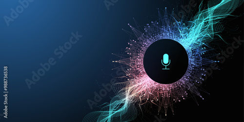 Voice assistant concept. Vector sound wave. Voice and sound recognition equalizer wave flow background. Personal assistant and voice recognition concept gradient vector illustration.