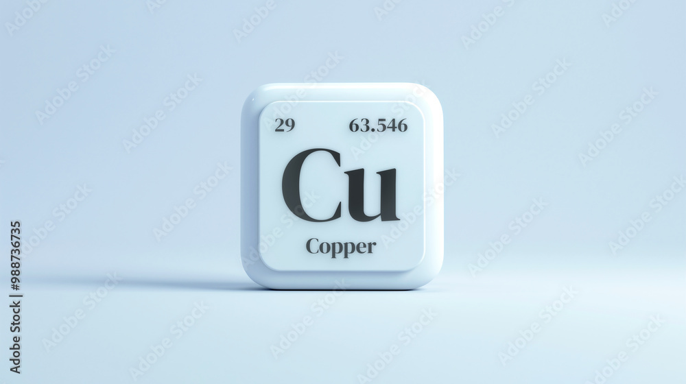 A simple icon of the chemical element Copper on a white background from the periodic table elements. A simple icon of the chemical element Copper on a white background from the periodic table elements.