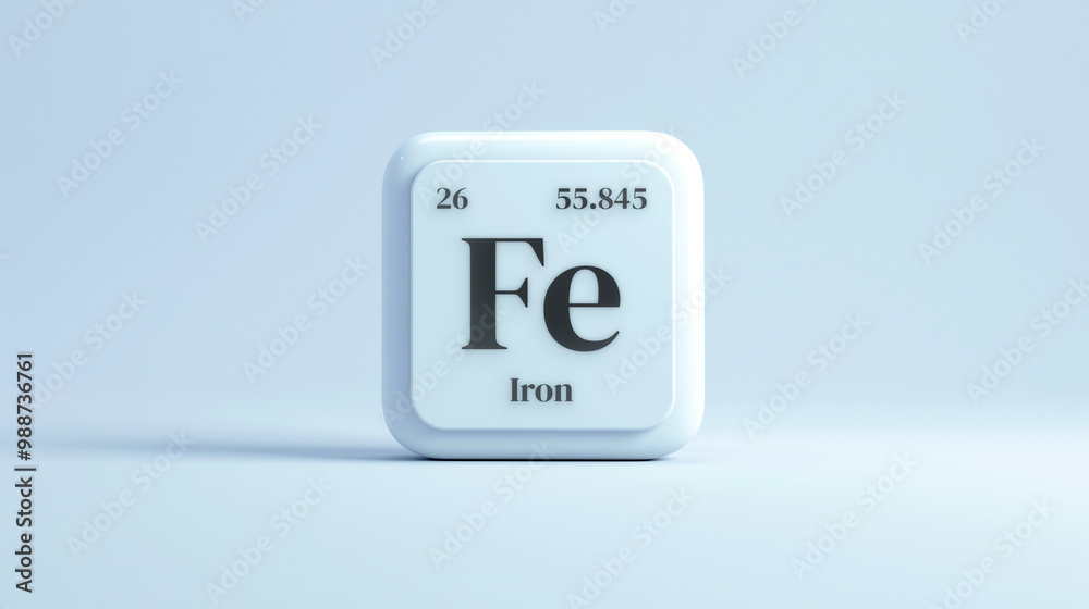 A simple icon of the chemical element Iron on a white background from the periodic table elements. A simple icon of the chemical element Iron on a white background from the periodic table elements.