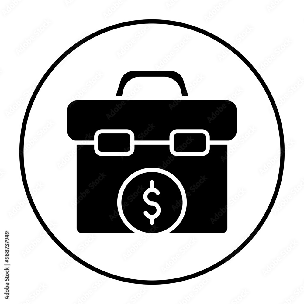 Currency Briefase vector icon. Can be used for Business and Finance iconset.