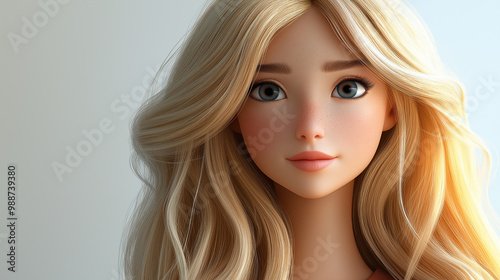 3d cartoon girl on white background, concept child character