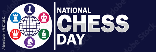 National Chess Day. Suitable for greeting card, poster and banner. Vector illustration.