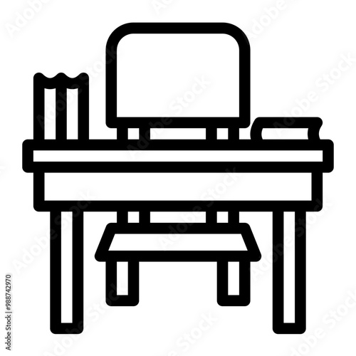 Class Desk outline icon, suitable for school education