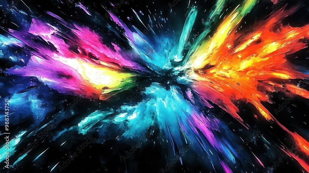A vibrant explosion of colors resembling cosmic phenomena or abstract art. A vibrant explosion of colors resembling cosmic phenomena or abstract art.