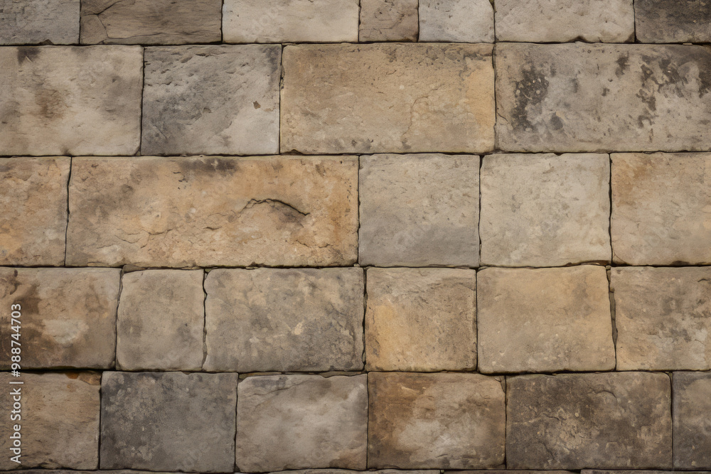 Fototapeta premium Processed collage of ancient yellow block wall texture. Background for banner, backdrop or texture