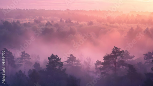 Misty Forest Sunrise: A Dreamy Landscape