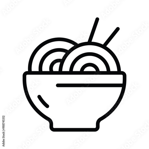 Delicious noodles icon for Asian cuisine and food menus