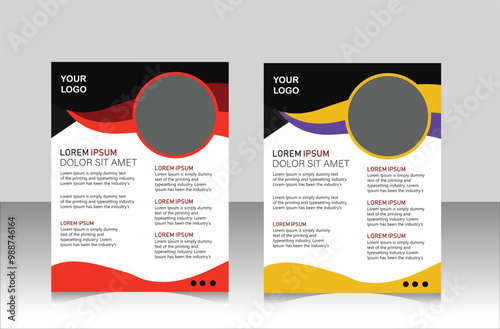 Corporate business flyer template design set with blue, orange, red and yellow color. marketing, business proposal, promotion, advertise, publication, cover page. new digital marketing flyer set.