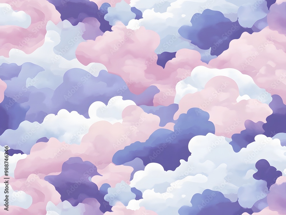 Pastel Cloud Pattern in Pink, Blue, and Purple