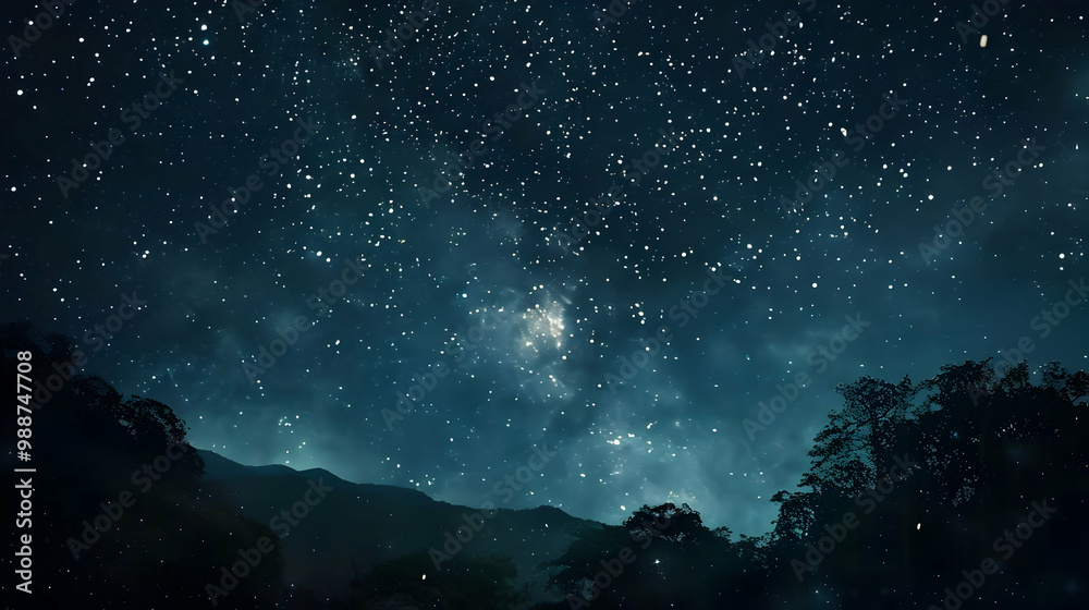Fototapeta premium Starry Night Landscape: A Breathtaking View of the Milky Way
