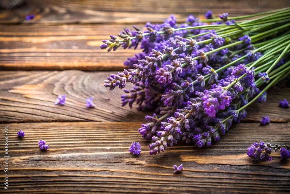 Lavender Flowers on Wooden Background Lavender Flowers on Wooden Background