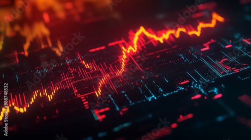 Wallpaper Mural Colorful digital stock market trend graph displaying fluctuating prices and data analytics in a futuristic environment Torontodigital.ca