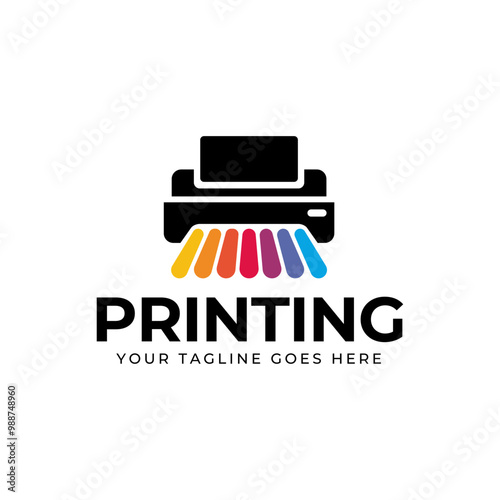 Printing company logo design with printer graphics  illustration with cyan, magenta, yellow, and black color.