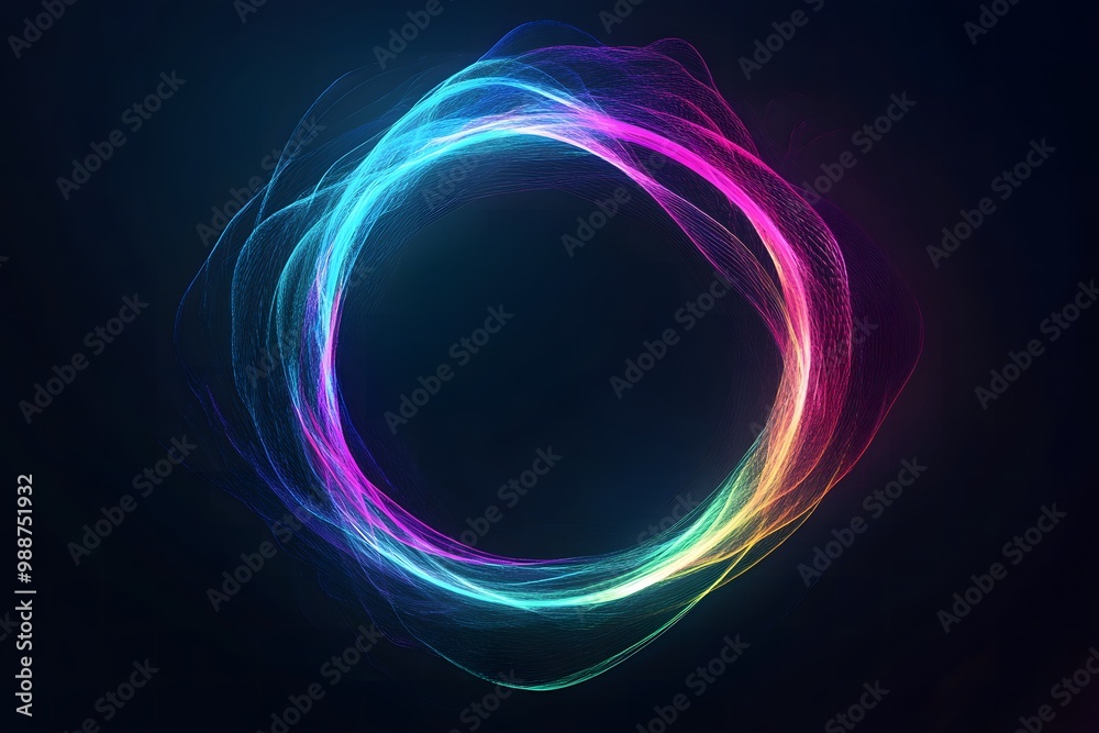 colorful Neon Light Circle on Dark Background colorful Neon Light Circle on Dark Background
