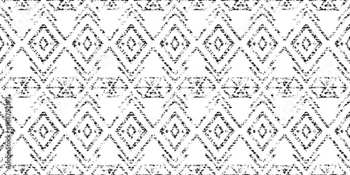 Seamless pattern, ethnic background, grunge style, dark scratches and scuffs, vector design, border