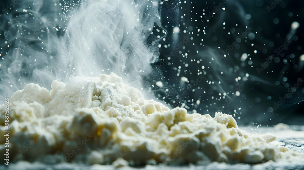 Close-Up of Flour with Steam - Baking Ingredients Close-Up of Flour with Steam - Baking Ingredients