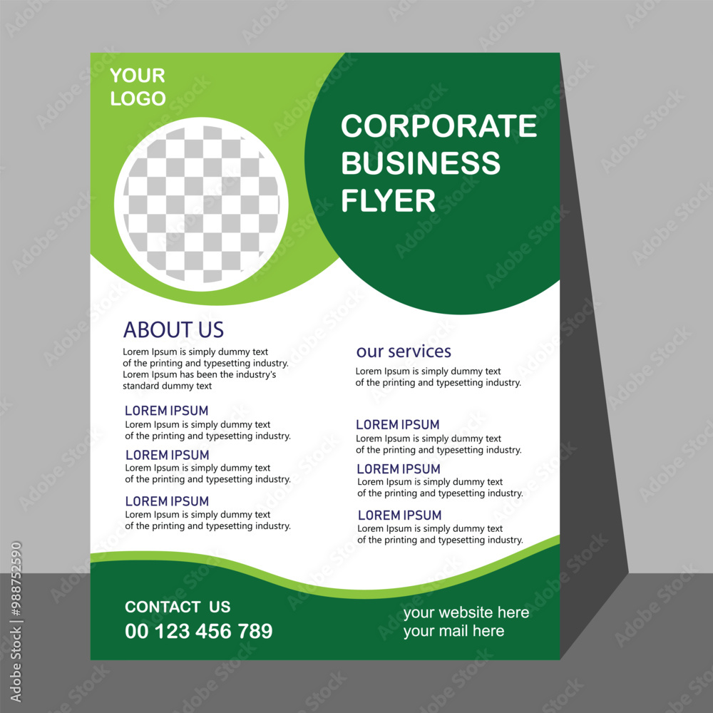 Flyer layout design, flyer mock up design, print & presentation vector, business flyer, corporate flyer, creative professional design, green flyer template, A4 size corporate flyer Flyer layout design, flyer mock up design, print & presentation vector, business flyer, corporate flyer, creative professional design, green flyer template, A4 size corporate flyer