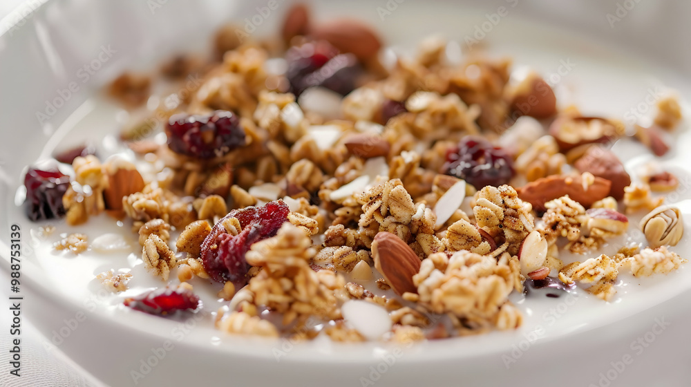 Close-up of Granola with Almonds and Cranberries Close-up of Granola with Almonds and Cranberries