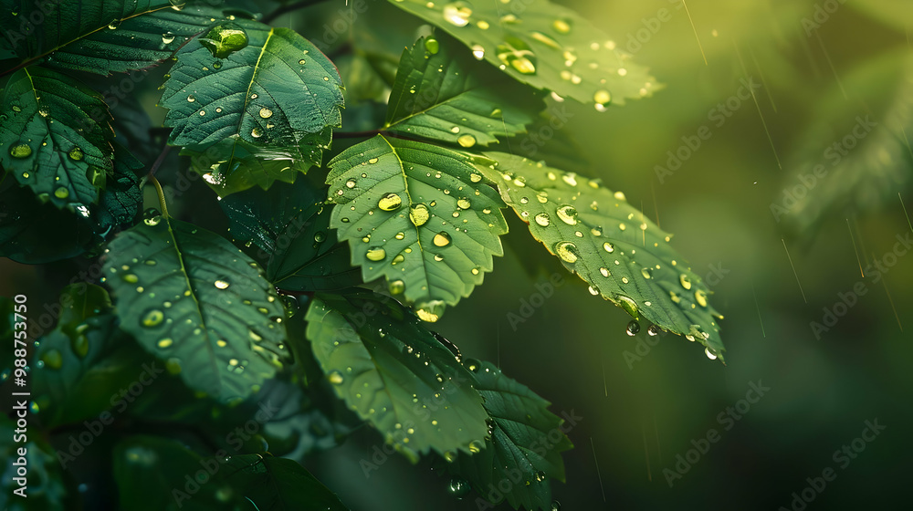 Rain Drops on Green Leaves - Nature Photography Rain Drops on Green Leaves - Nature Photography