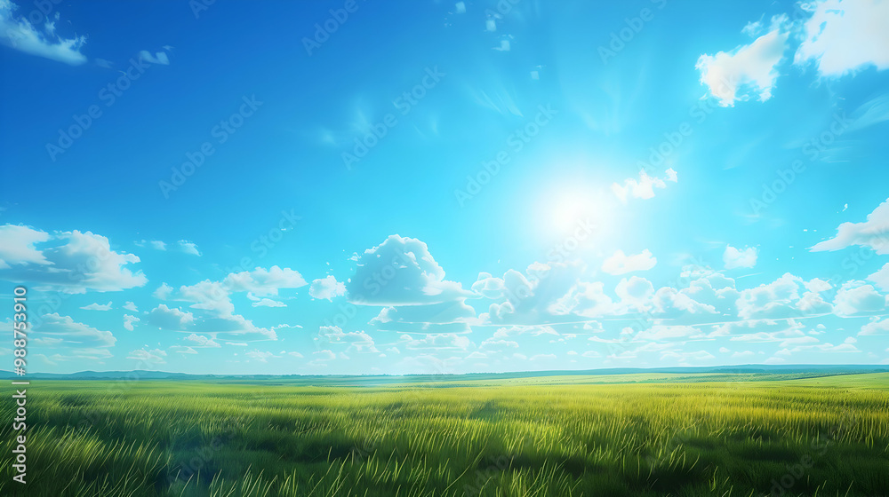 Serene Green Field Under a Bright Blue Sky Serene Green Field Under a Bright Blue Sky