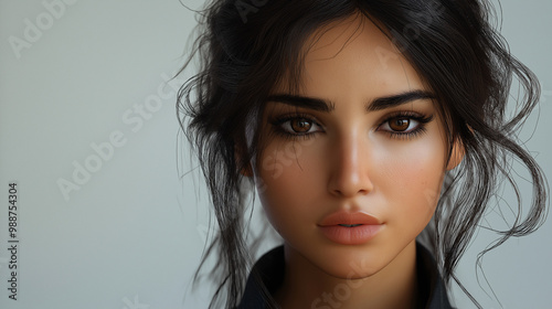 3d realistic woman on white background, concept female character