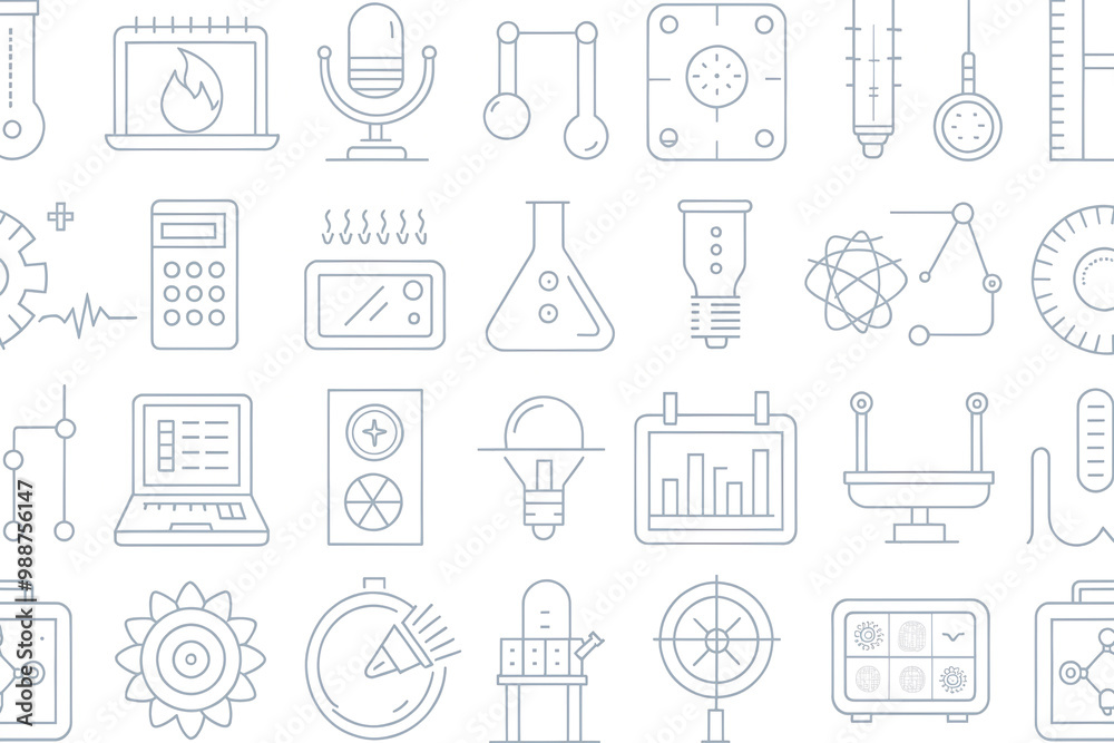 Physics icons white background Physics icons white background