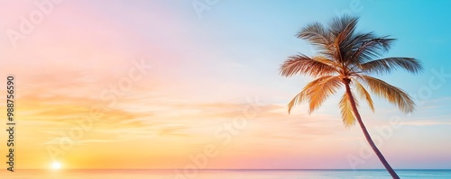 Tropical Sunset Bliss - Salty Breeze and Swaying Palm Fronds Create a Serene Island Escape Atmosphere Perfect for Travel and Nature Enthusiasts