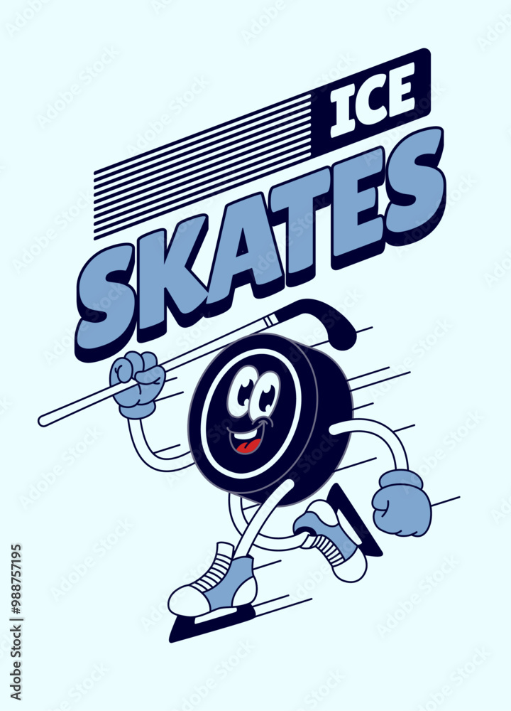 Obraz premium Ice Skates Ball Character Shirt Design