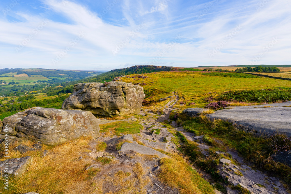 Rough footpath weaves across the top of Baslow Edge in Derbyshire. Rough footpath weaves across the top of Baslow Edge in Derbyshire.