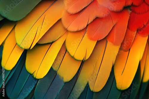 Colorful parrot feathers. photo