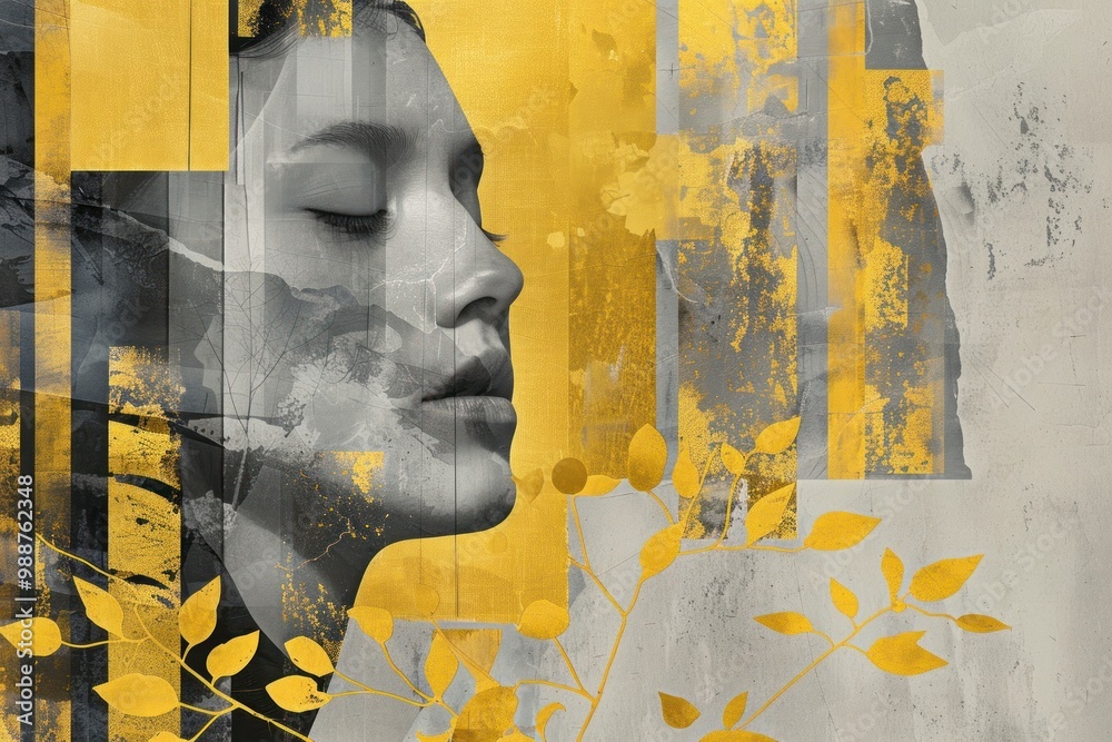 Fototapeta premium Mimosa collage advertisement photography.