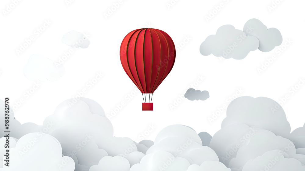 Colorful hot air balloons flying in the sky, creating a sense of adventure and freedom among the clouds