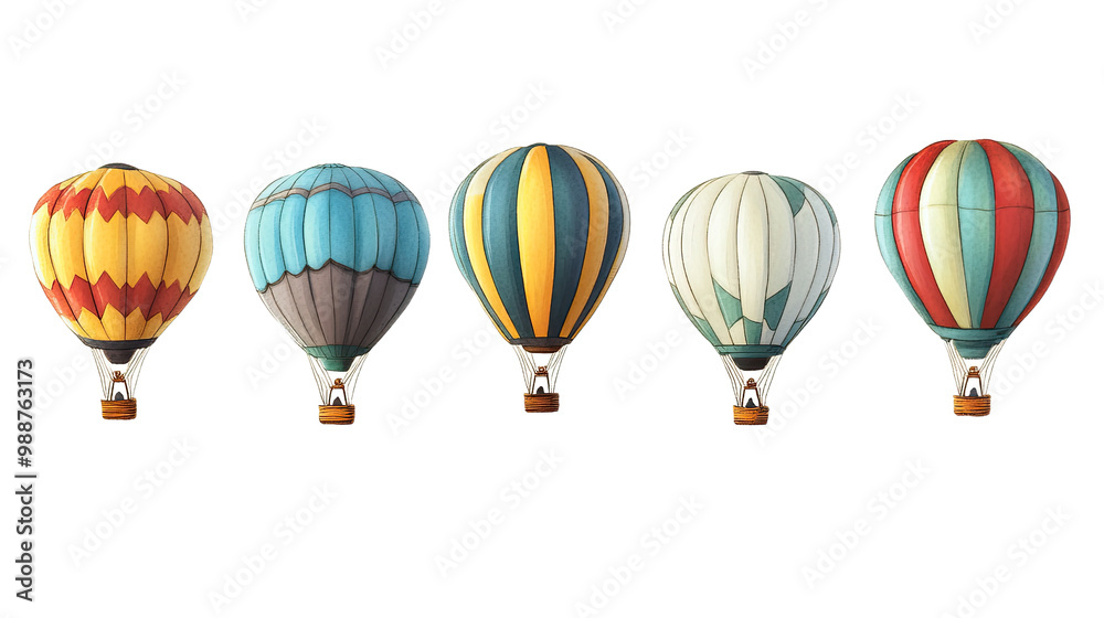 Fototapeta premium Colorful hot air balloons soaring through a bright sky, inviting adventure and fun on a summer day