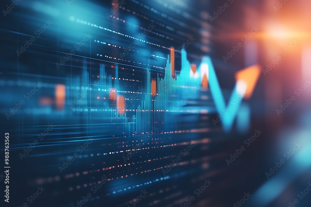 Abstract financial data visualization with charts, graphs, and glowing elements Abstract financial data visualization with charts, graphs, and glowing elements