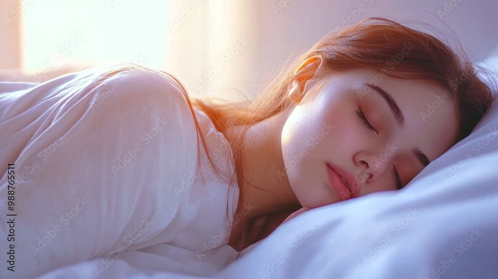beautiful woman sleeping and snoring in her bed at home, showcasing the importance of rest and rejuvenation in daily life beautiful woman sleeping and snoring in her bed at home, showcasing the importance of rest and rejuvenation in daily life