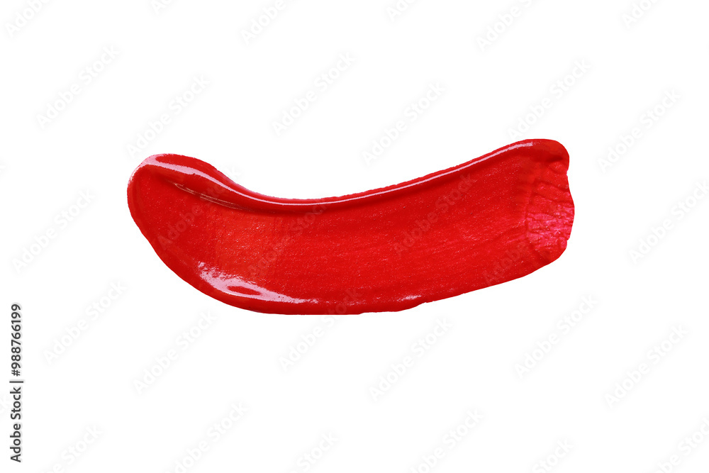 Close up vibrant red paint stroke set against with transparent image of PNG format extension. Close up vibrant red paint stroke set against with transparent image of PNG format extension.