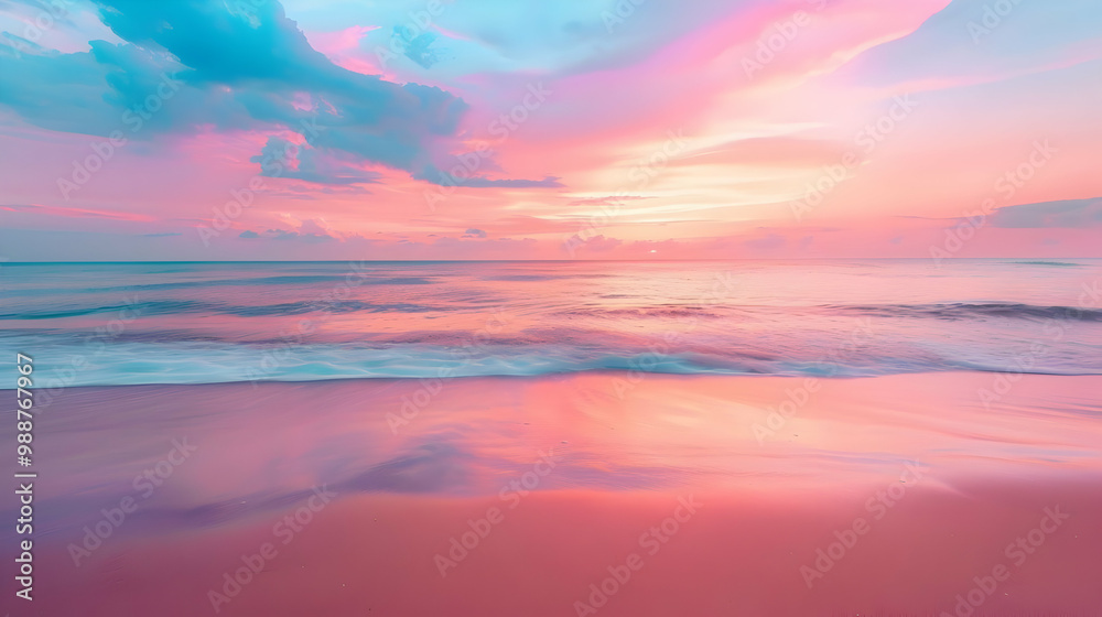 Serene Sunset over Pink Beach: A Coastal Paradise Serene Sunset over Pink Beach: A Coastal Paradise