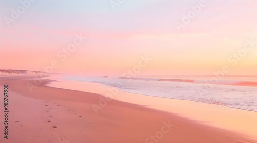 Pink Sunset Over a Tranquil Beach