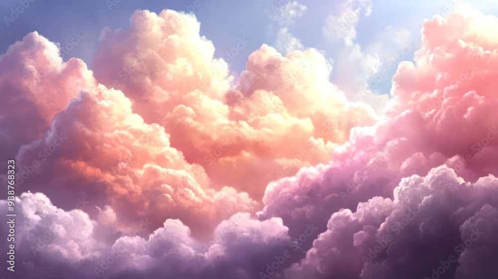 A serene depiction of colorful clouds, evoking a sense of tranquility and beauty. A serene depiction of colorful clouds, evoking a sense of tranquility and beauty.