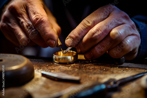 Professional jeweller working with gemstones on table closeup image generative ai