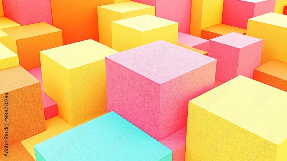 A vibrant arrangement of colorful geometric blocks in a playful, abstract design. A vibrant arrangement of colorful geometric blocks in a playful, abstract design.