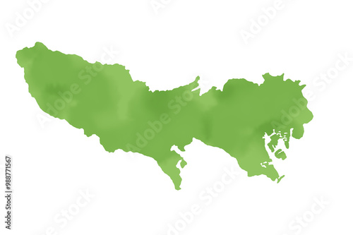 水彩タッチの東京都のイラストレーション