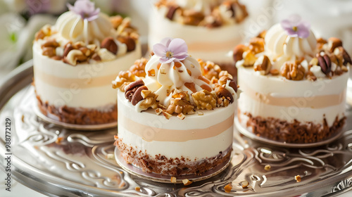 Delicious Mini Cakes with Walnuts and Cream