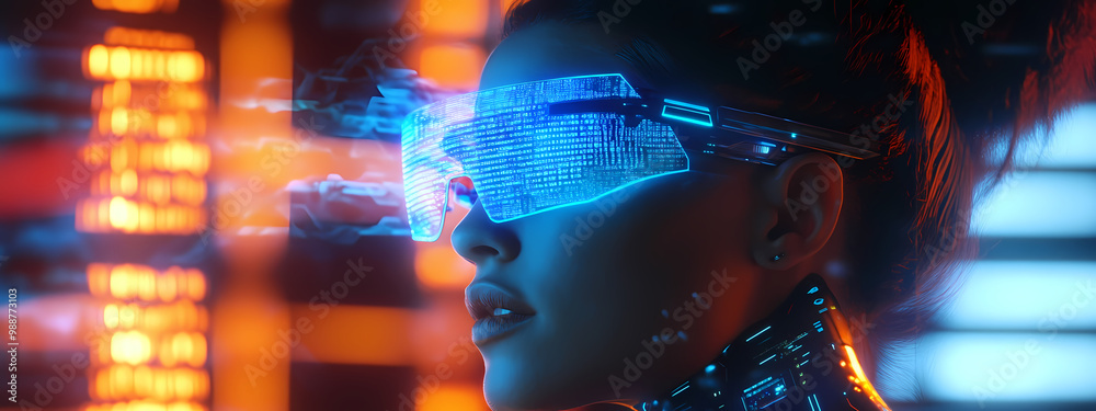 Neon-Lit Hacker Manipulating Digital Codes Neon-Lit Hacker Manipulating Digital Codes