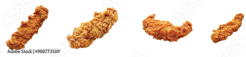 Crispy golden fried chicken tenders ready for a feast, on the Transparent background, PNG Format
