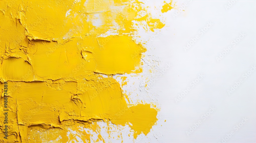 Bold Yellow Paint Stroke: Modern Abstract Poster Perfect for Sporty Interiors, Featuring Textured Layers and a Striking Contrast Against a Clean White Background Bold Yellow Paint Stroke: Modern Abstract Poster Perfect for Sporty Interiors, Featuring Textured Layers and a Striking Contrast Against a Clean White Background