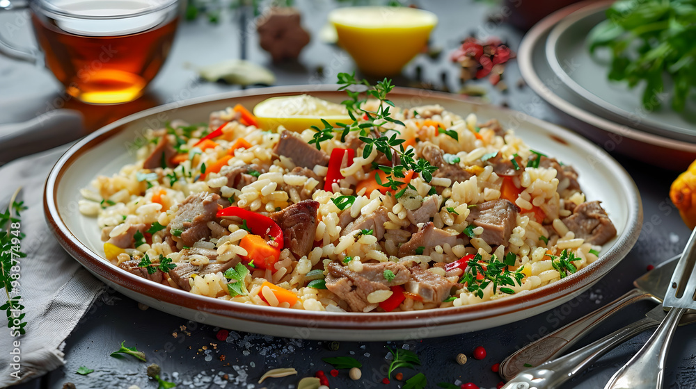 Seafood Risotto with Lemon and Vegetables - Delicious and Healthy Meal Seafood Risotto with Lemon and Vegetables - Delicious and Healthy Meal