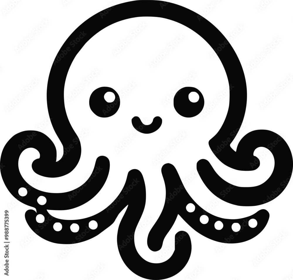 Cute Dumbo Octopus Black and White Illustration Cute Dumbo Octopus Black and White Illustration